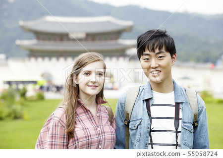 情侶，約會，約會，旅行，旅遊，韓屋，韓國傳統，光化門，光化門廣場，景福宮，鐘路區，首爾 55058724