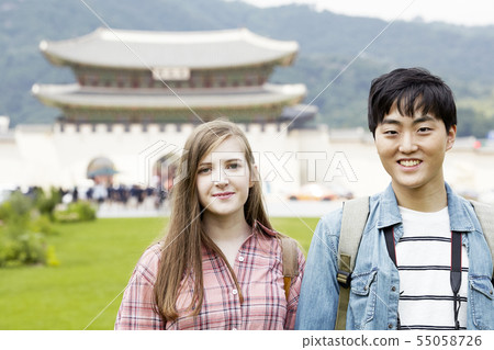 情侶，約會，約會，旅行，旅遊，韓屋，韓國傳統，光化門，光化門廣場，景福宮，鐘路區，首爾 55058726