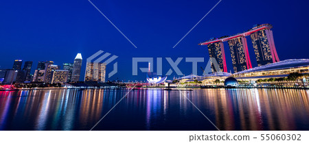 [新加坡風光]濱海灣的夜景 55060302
