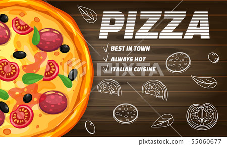 Pizza Pizzeria Italian Template Flyer Baner Stock Illustration