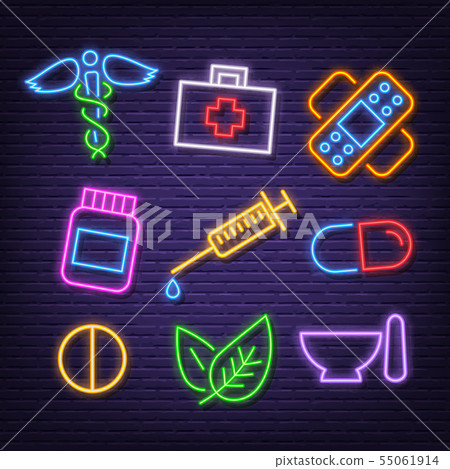 medicine neon icons 55061914