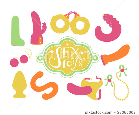 Sex Toys Flat Elements Illustration Sex Toys Flat Elements Illustration 55063002