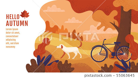 Hello Autumn, Banner Design Template, 55063645