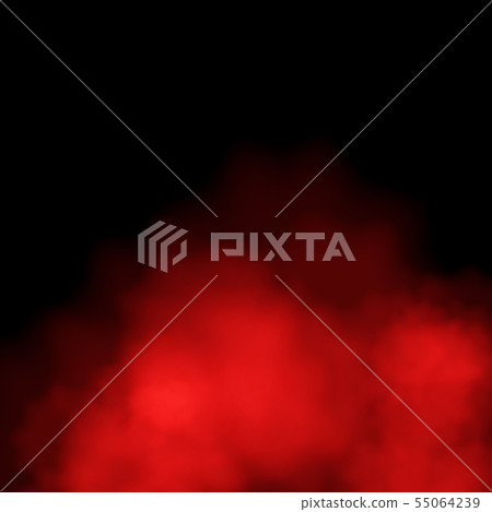 Red fog or mist color special smoke effect isolated on black background. EPS 10 55064239