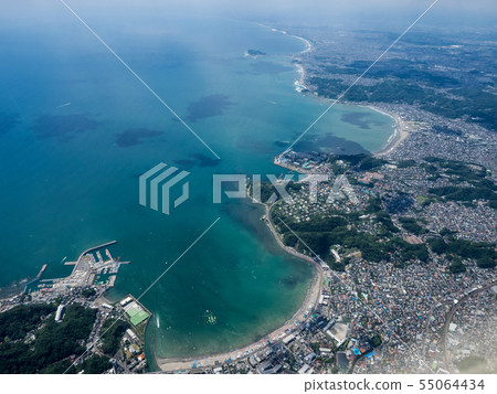 8月仲夏從神奈川縣湘南市從鎌倉到江之島的鳥瞰圖 55064434