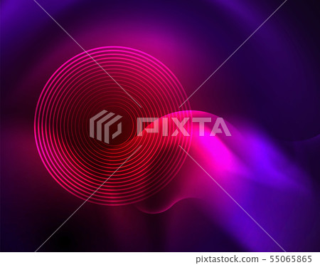Shiny metallic neon waves vector design 55065865