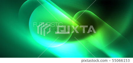 Neon glowing techno lines, blue hi-tech futuristic abstract background template Neon glowing techno lines, blue hi-tech futuristic abstract background template 55066153
