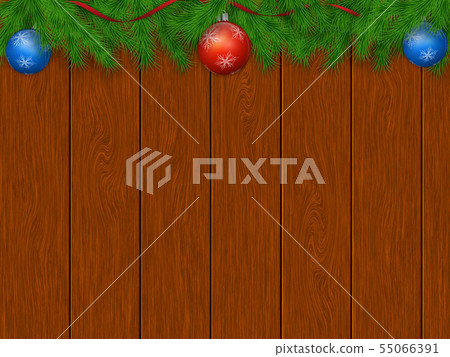 Christmas background with decoration, wood planks. 55066391