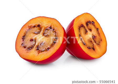 Fresh tamarillo half fruit isolated on white background Fresh tamarillo half fruit isolated on white background 55066541