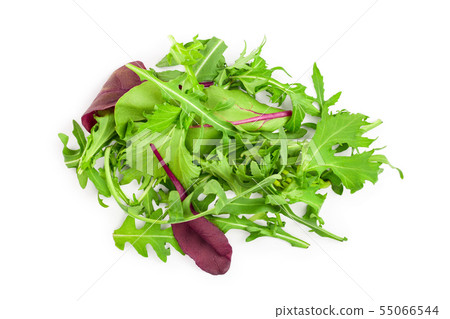 Mix of different salads isolated on white background. Top view. Flat lay Mix of different salads isolated on white background. Top view. Flat lay 55066544