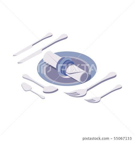 Isometric scene setup good for dinner in cafe or 55067133