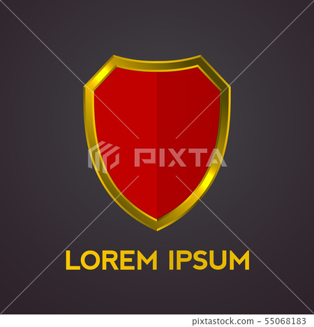 Golden shield logo. Red and gold medieval heraldic 55068183