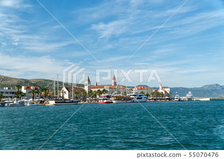 Waterfront view at coastal croatian town Trogir - famous touristic and historic place in Croatia 55070476