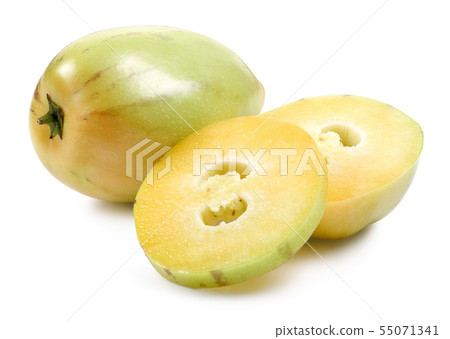Pepino melon fruits isolated on white Pepino melon fruits isolated on white 55071341