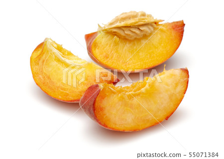 Ripe peach fruits isolated on white Ripe peach fruits isolated on white 55071384