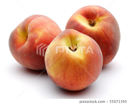 Ripe peach fruits isolated on white 55071395