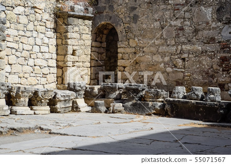 The building of Church of St Nicholas in Turkey, Demre. Walls, antique columns 55071567