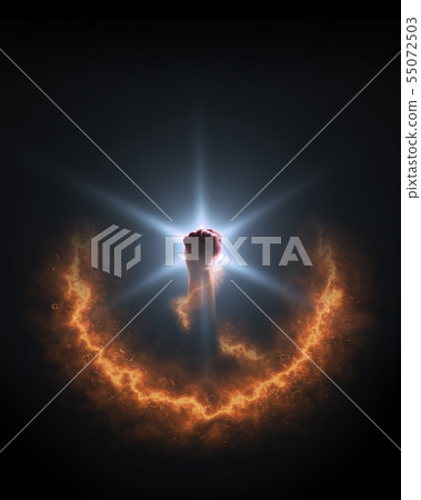 Starfire energy. Strong fire power in hand. Background. 55072503
