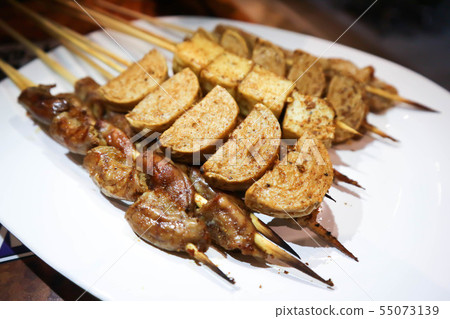 barbecue, pork barbecue and sausage barbecue barbecue, pork barbecue and sausage barbecue 55073139