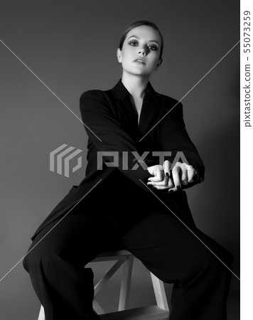 Beauty fashion girl with evening makeup . Black Beauty fashion girl with evening makeup . Black 55073259