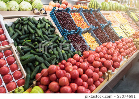 Vegetable farmer market counter Vegetable farmer market counter 55074691
