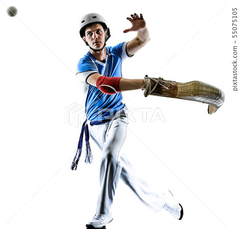 Jai alai Basque pelota Cesta Punta player man isolated silhouette 55075105