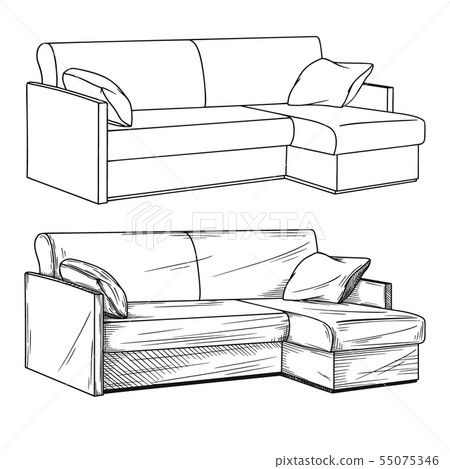 Realistic sketch of sofas isolated 55075346