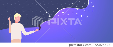 man holding VR controller or joystick guy experiencing virtual reality position tracking device man holding VR controller or joystick guy experiencing virtual reality position tracking device 55075422