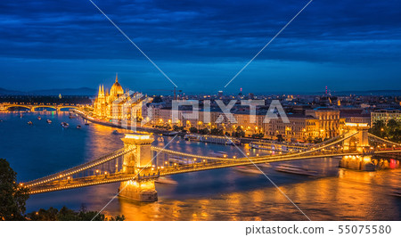 Panorama of Budapest at night. Hungarian Panorama of Budapest at night. Hungarian 55075580