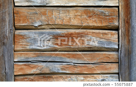 Vintage wooden panel with horizontal planks and 55075887