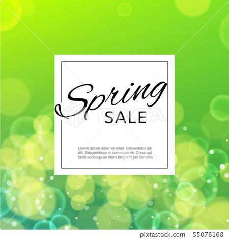 Spring sale background with green watercolor blur bubbles vector illustration. Fresh template design Spring sale background with green watercolor blur bubbles vector illustration. Fresh template design 55076168