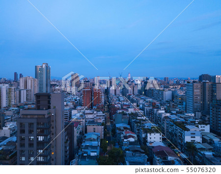 Aerial view of Taipei Downtown, Taiwan. Financial 55076320