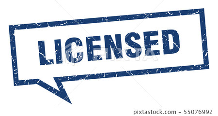 licensed sign. licensed square speech bubble. 55076992
