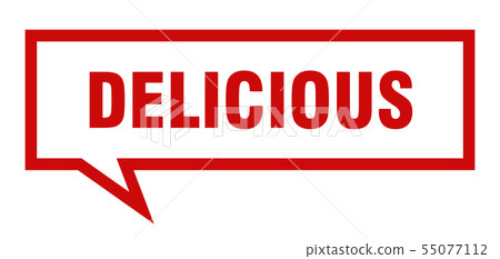 delicious sign. delicious square speech bubble. 55077112