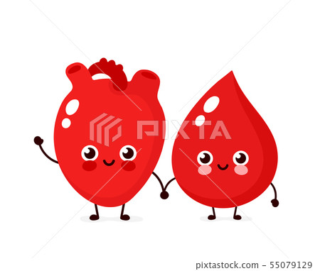 Cute happy smiling blood drop 55079129