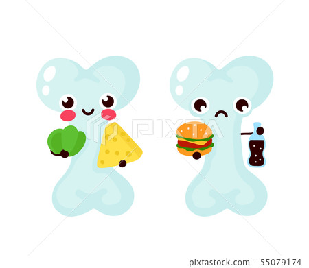 Cute healthy happy bone with vegetables Cute healthy happy bone with vegetables 55079174