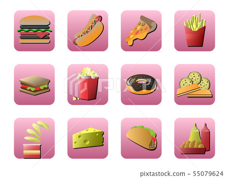 Fastfood Icon set 12 unit 55079624