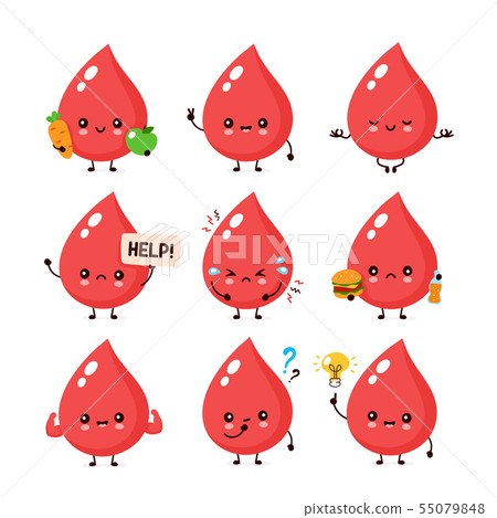 Cute happy smiling and sad blood drop  55079848