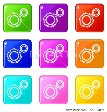 Mildew virus icons set 9 color collection 55085094