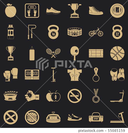 Boxing icons set, simple style Boxing icons set, simple style 55085159