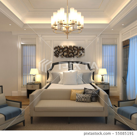 Bedroom or Hotelroom Interior 3D Illustration Photorealistic Rendering Bedroom or Hotelroom Interior 3D Illustration Photorealistic Rendering 55085191