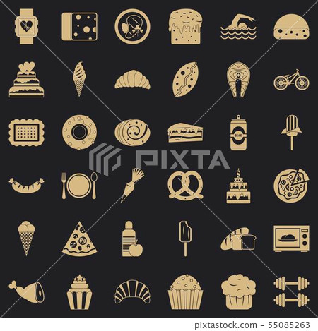 Calories icons set, simple style 55085263