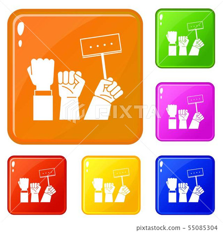 Banner hand up icons set vector color Banner hand up icons set vector color 55085304