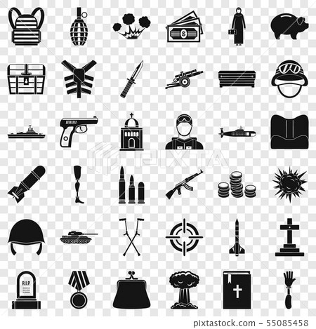War offense icons set, simple style War offense icons set, simple style 55085458