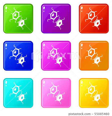 Bird flu virus icons set 9 color collection Bird flu virus icons set 9 color collection 55085460