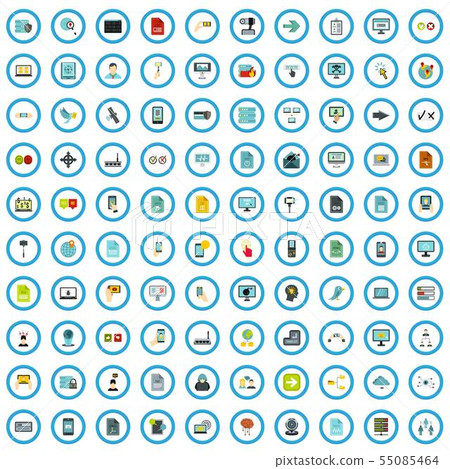 100 network icons set, flat style 100 network icons set, flat style 55085464