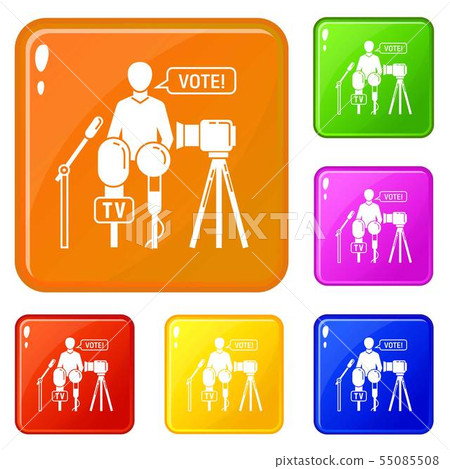 Vote speech bubble icons set vector color 55085508