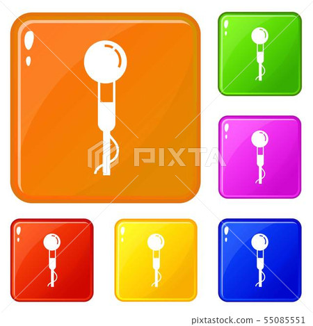 Microphone on stand icons set vector color 55085551