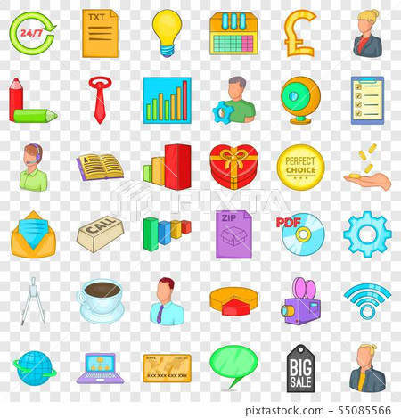 Virus marketing icons set, cartoon style Virus marketing icons set, cartoon style 55085566
