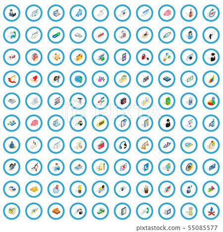100 obligation icons set, isometric 3d style 55085577